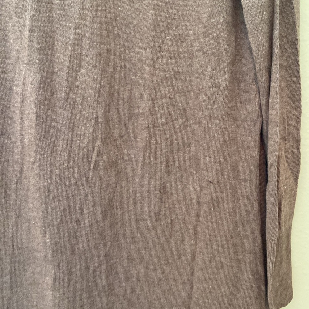 H by Halston Open Front High Low Duster Cardigan Long Sleeve Heather Iron Taupe - Picture 9 of 13